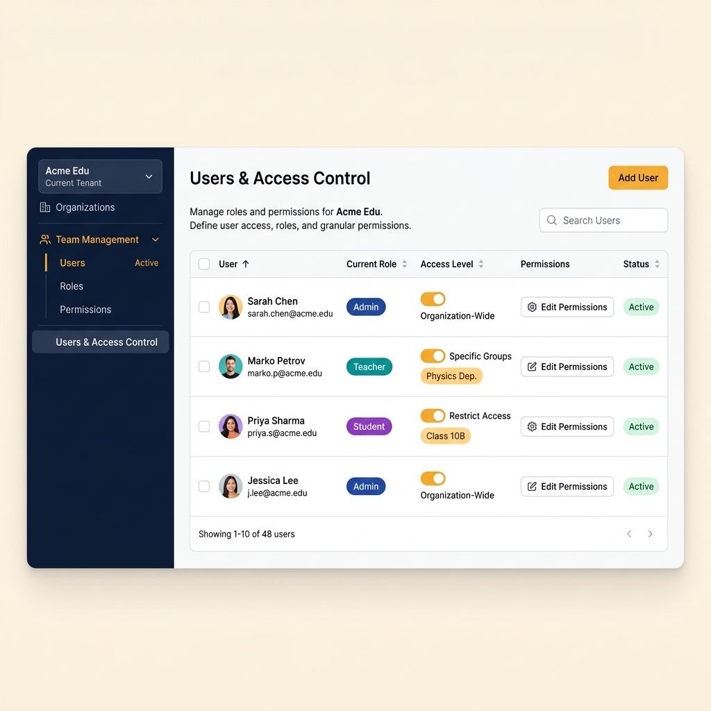 Roles Management Interface Mockup